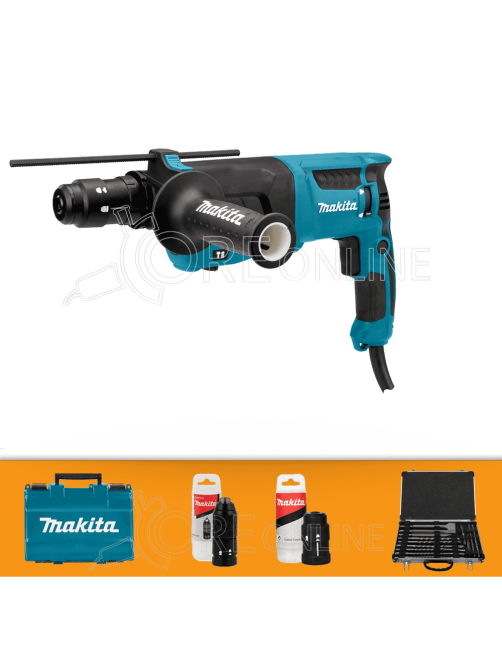 Makita® Tassellatore SDS-PLUS HR2630TX12 + 17 SCALPELLI D-42444 + CAPPELLINO