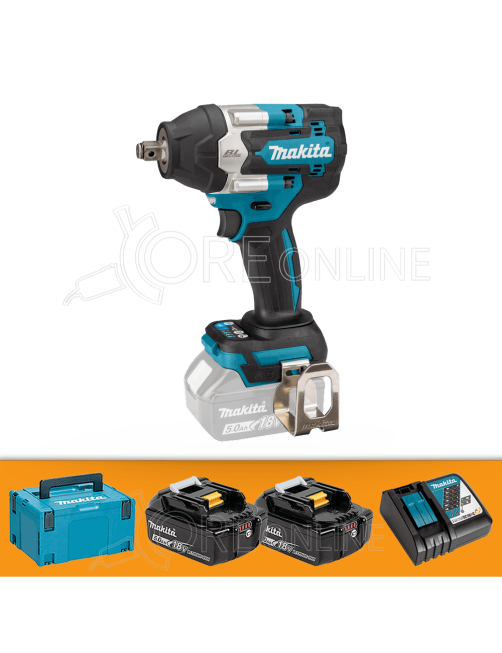 Avvitatore a impulsi Makita® DTW700RTJ + SET BUSSOLE D-41517