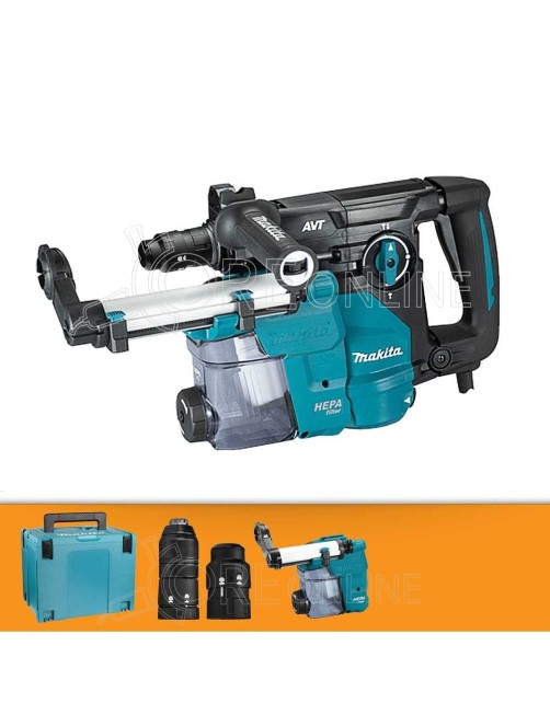 Tassellatore con aspiratore SDS-PLUS Makita® HR3012FCWJ + Cappellino