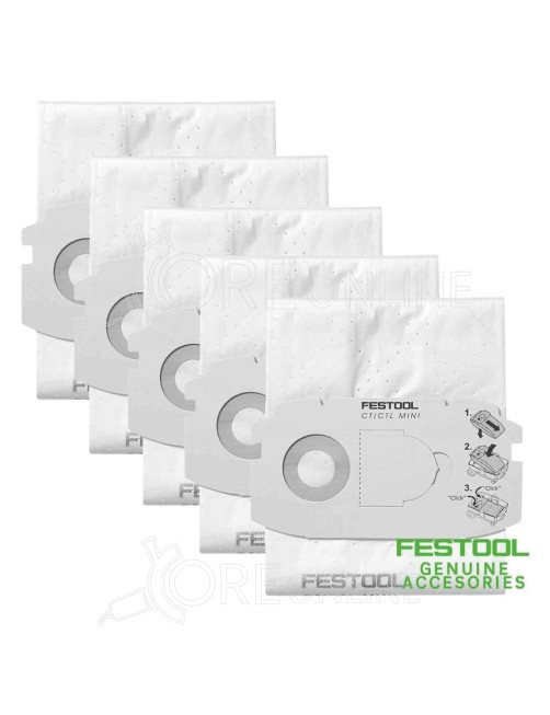 5 x Sacchetti filtro SELFCLEAN SELFCLEAN SC FIS-CT MINI/5 Festool® 498410
