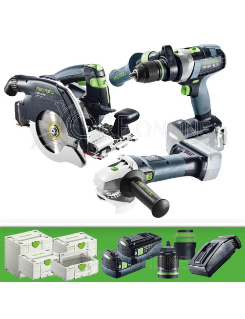 Kit sega circolare HKC 55 e trapano avvitatore TPC 18/4 smerigliatrice AGC 18-125 Festool® 578025