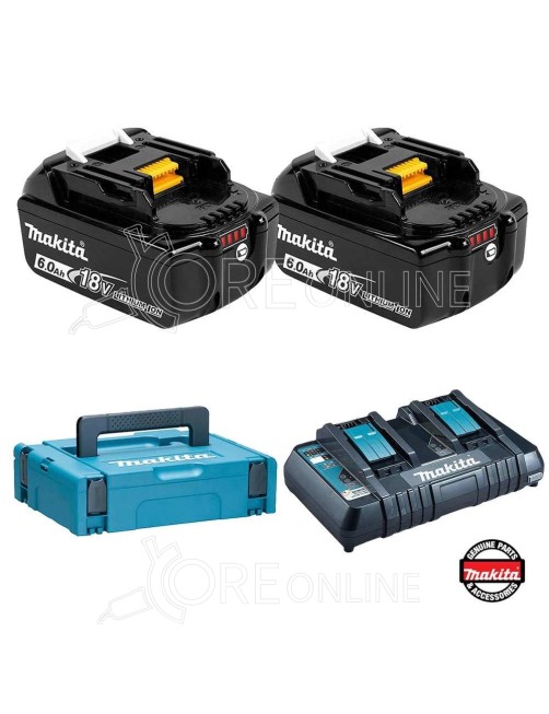 Kit Energia Makita® 198077-8 ( 2 x Batterie 18v 6Ah + DC18RD )